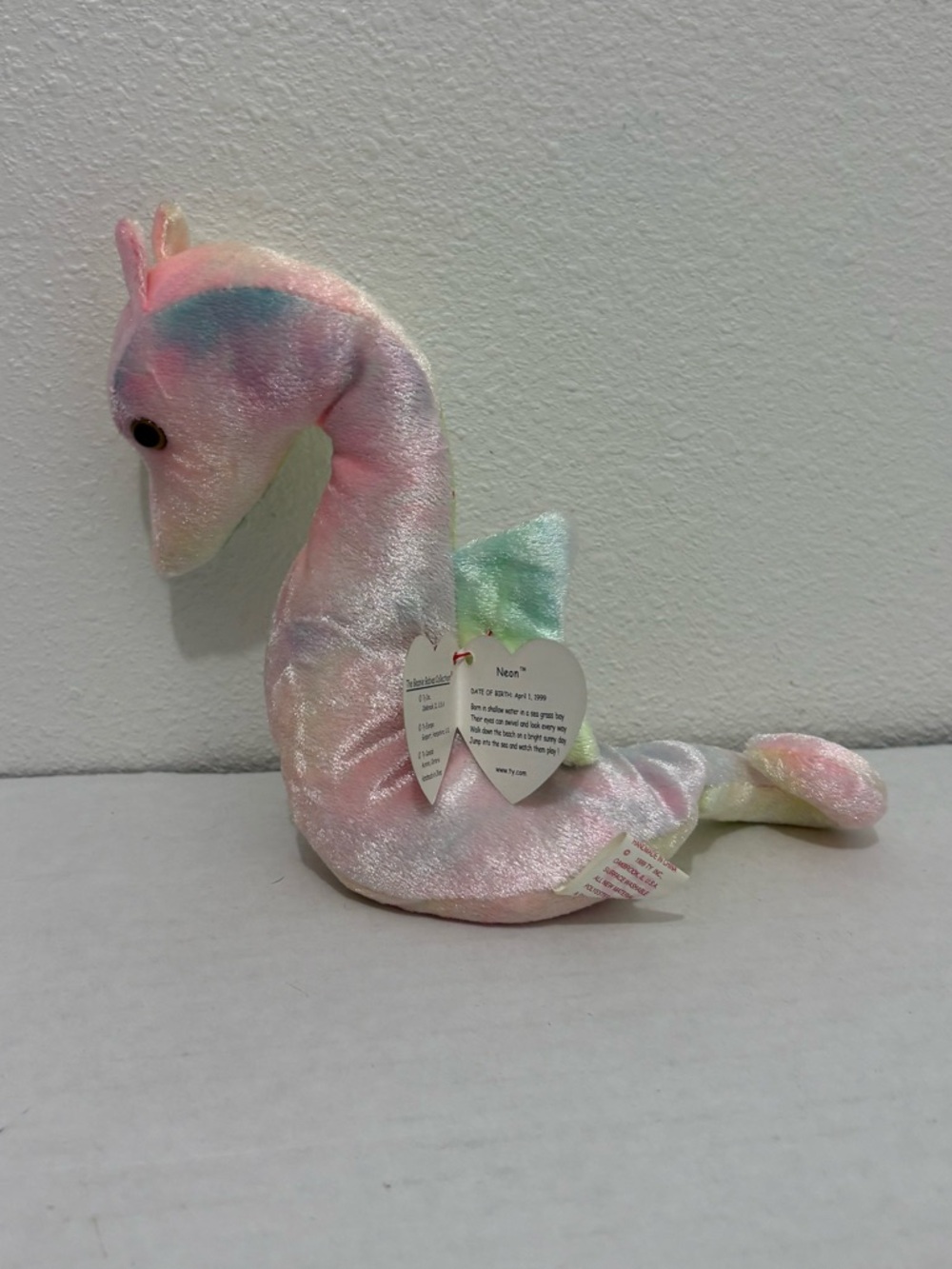 "Neon" Rainbow Pastel Colors The Seahorse 1999 TY Beanie Baby Collection Rare